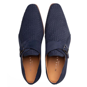 Mezlan Ayllon Woven Suede Monk Strap Blue (21520)