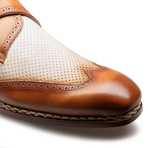 Mezlan Blanes: Luxury Leather Spectator Monk Strap