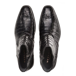 Mezlan Belucci Alligator Zipper Boots Black (3663-J)