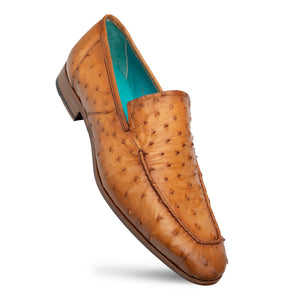 Mezlan Menor Ostrich Slip-On: Luxury Cognac Loafers