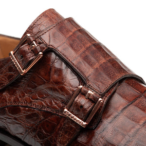 Mezlan Doyers Crocodile Double Monk - Luxury Men's Shoe