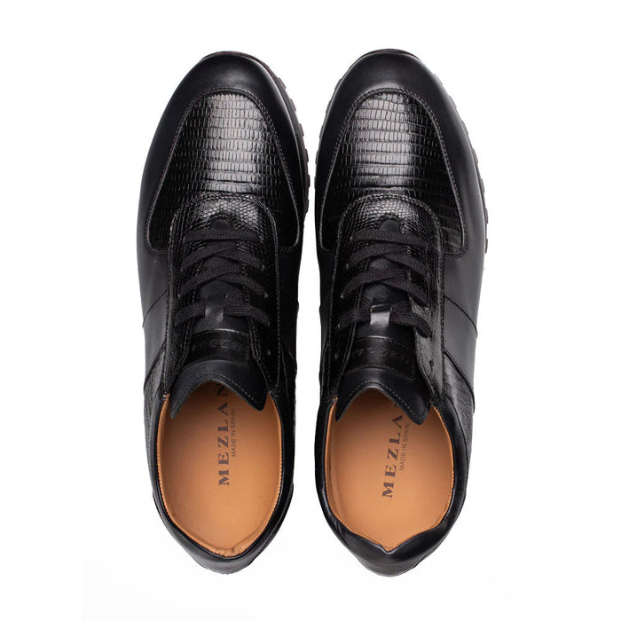 Mezlan Greenwich Calf/Lizard Sneaker - Black
