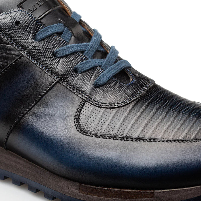 Mezlan Greenwich Calf/Lizard Sneaker - Blue