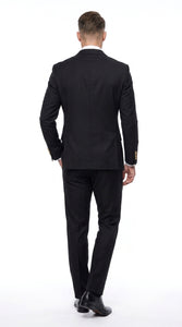 Statement Italy Men’s 100% Wool 2 Piece Suit, Wide Peak Lapel Formal Wedding Business Suit