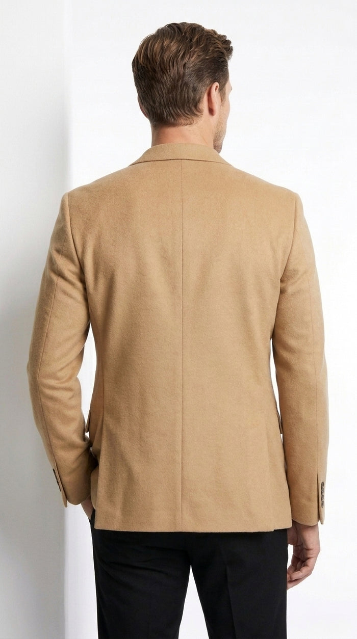 Men’s Camel Hair 2 Button Sport Coat, Classic Vent Blazer for Business and Casual Wear