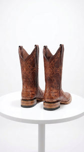 White Diamond Men’s Cognac Crocodile Print Boots, Western Cowboy Dress Boots