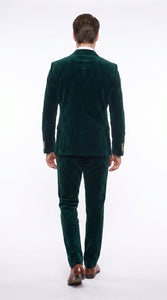 Men’s Rossi Man Zeus Emerald Green Velvet Double Breasted Tuxedo Suit, Formal Wedding Prom Dinner Suit