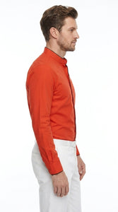 Men’s Mandarin Collar Dress Shirt, Collarless Nehru Preacher Style Multi-Color Shirt