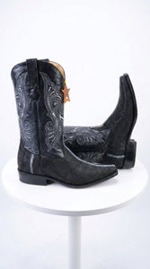 Los Altos Men’s Black Stingray Row-Stone Cowboy Boots, Exotic Western Dress Boots