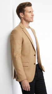 Men’s Camel Hair 2 Button Sport Coat, Classic Vent Blazer for Business and Casual Wear