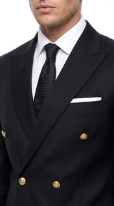 Statement Italy Men’s 100% Wool 2 Piece Suit, Wide Peak Lapel Formal Wedding Business Suit
