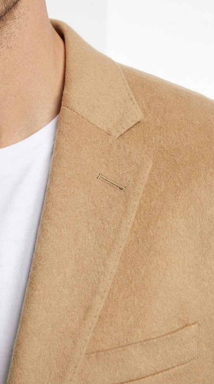 Men’s Camel Hair 2 Button Sport Coat, Classic Vent Blazer for Business and Casual Wear
