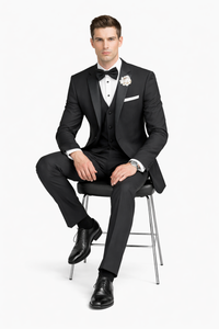 Mens Tiglio Black Tuxedo – Classic Formal Dinner Suit for Wedding, Prom and Black Tie Events