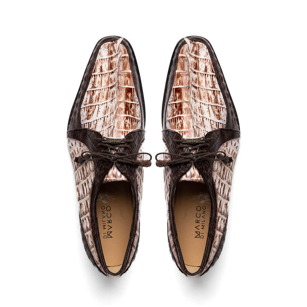 Marco Di Milano Mens White and Brown Caiman Gator Derby Caribe