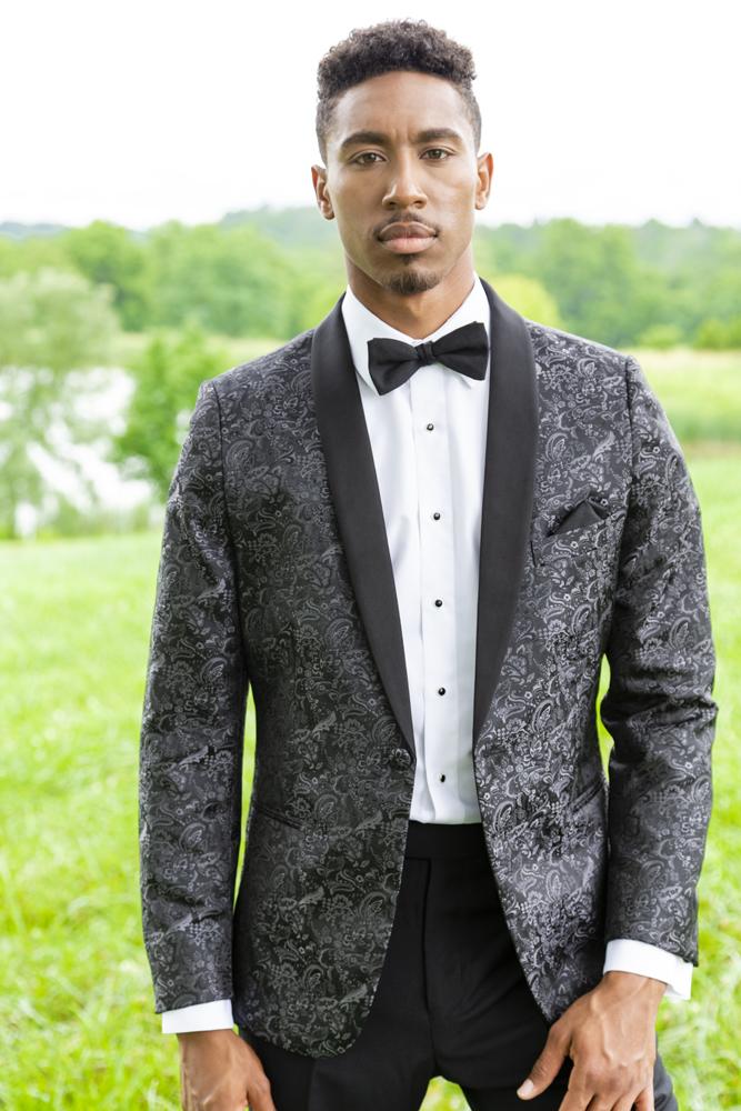 "Aries" Granite Paisley Shawl Tuxedo Jacket (Separates)