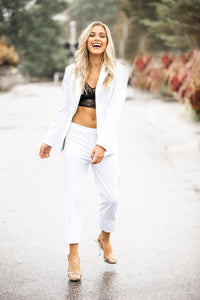 "Sophia" White Tuxedo Jacket (Separates)
