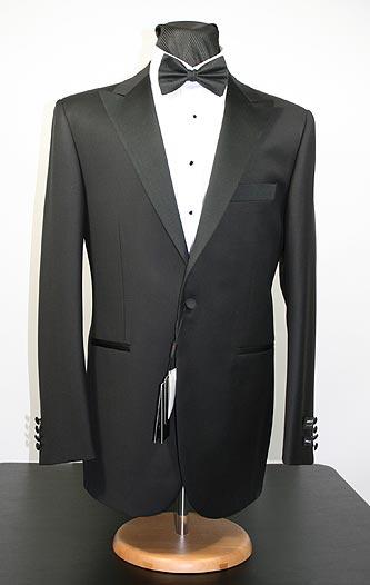 "Venezia Peak" Black 1-button Peak Tuxedo (2-Piece Set)