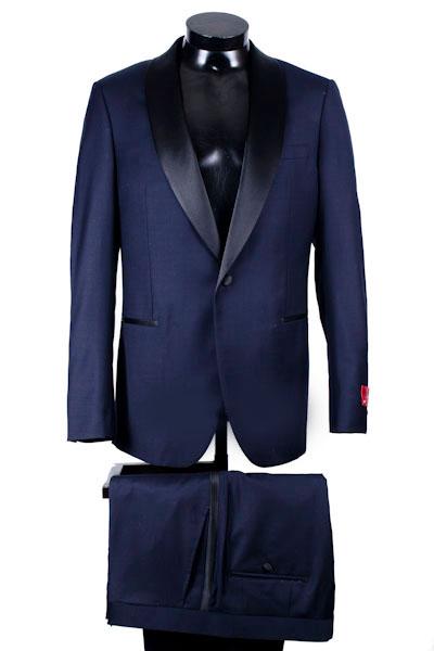 "Venezia Shawl" Navy 1-button Shawl Tuxedo (2-Piece Set)