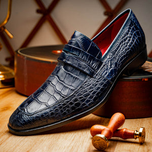 Marco Di Milano Matteo Navy Leather Loafers