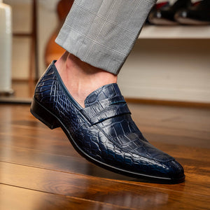 Marco Di Milano Matteo Navy Leather Loafers