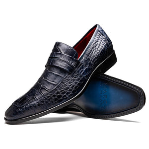 Marco Di Milano Matteo Navy Leather Loafers