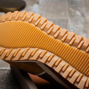 Zelli Matteo Calfskin and Perforated Suede Sneaker in Burnt Orange