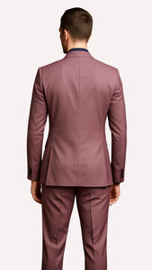 Men's Mauve Pink Tuxedo Suit – 3-Piece Slim Fit with Black Satin Shawl Lapel