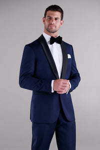 "Max" Navy Blue 1-Button Shawl Tuxedo (2-Piece Set)