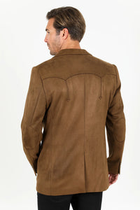 Double Button Suede Western Blazer Brown