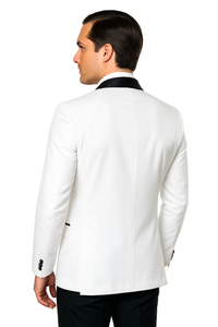 Tazio Men's Classy One Button Ivory & Black Shawl Lapel Dinner Jacket