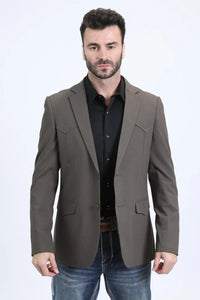 Mens Dark Brown Western Blazer – Cowboy Formal Suit