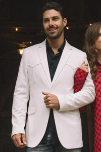 Mens White Western Blazer – Modern Fit Cowboy Tuxedo Style Western Suit