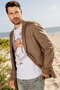 Men’s Western Cowboy Blazer Jacket with Elbow Patch – Smart Casual Sport Coat