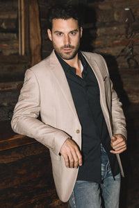 Mens Khaki Western Suit Blazer – Modern Fit Cowboy Tuxedo Style Western Blazer