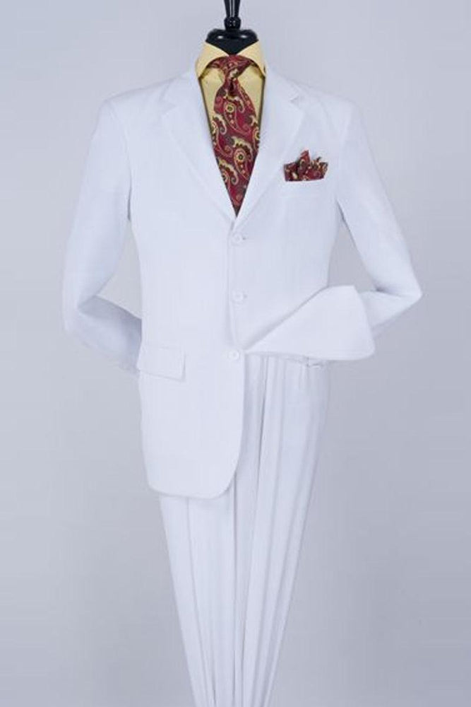 Men's 3-Button Poplin 2-Piece Suit - White by Apollo King - USA Men's Outlet