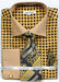 Men's Andristo Contrast Collar French Cuff Dress Shirt & Tie Set in Black & Mustard by Daniel Ellissa - USA Men's Outlet