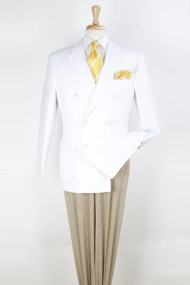 Men's Apollo King White Classic-Fit Double-Breasted Blazer - USA Men's Outlet