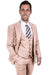 Men's Beige Vested Peak Lapel Stacy Adams One Button Suit - USA Men's Outlet