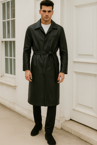 men-s-black-pu-belted-trench-coat
