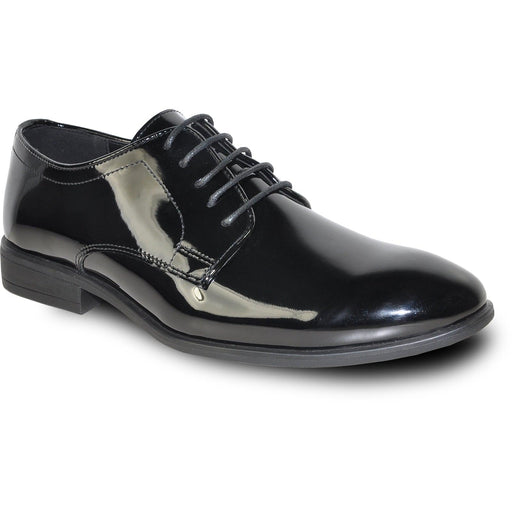 Men's Black Shine Tuxedo Oxford: Bravo's Classic Plain Toe Dress Shoe - USA Men's Outlet