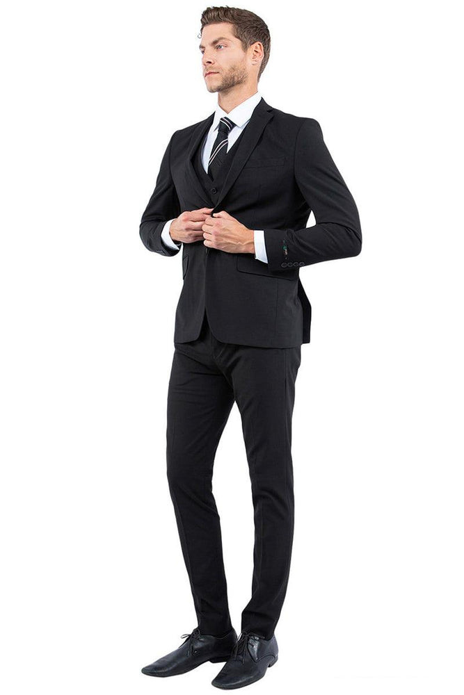 Men's Black Vested Suiting – One Button Slim Fit Business & Wedding Suit by Zegarie - USA Men's Outlet