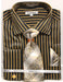 "Men's Bold Gangster Black & Gold Pinstripe Dress Shirt & Tie Set - Daniel Ellissa" - USA Men's Outlet