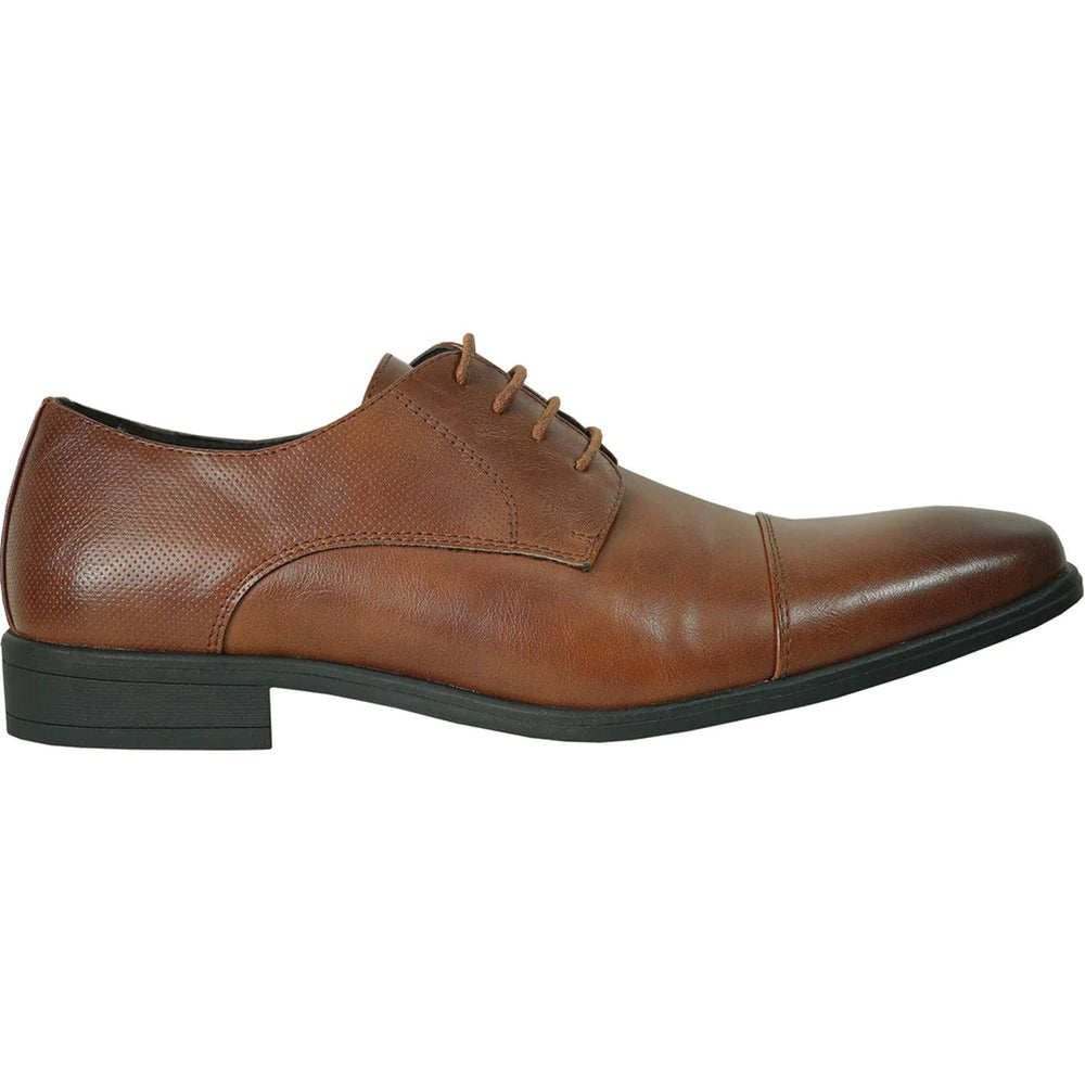 Men's "Bravo" Cognac Cap Toe Oxford - Elegant Lace-Up Dress Shoes - USA Men's Outlet