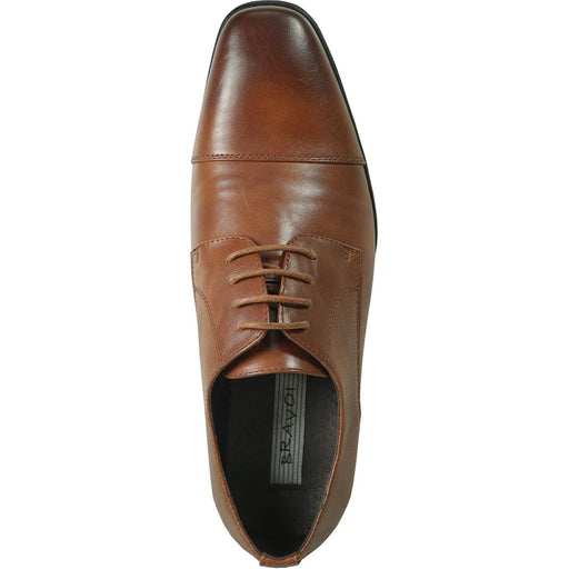 Men's "Bravo" Cognac Cap Toe Oxford - Elegant Lace-Up Dress Shoes - USA Men's Outlet