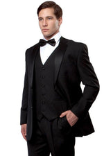 Men's Bryan Michaels Classic Black Notch Vested Tuxedo - Elegant Mensattire