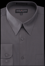 Men's Charcoal Dress Shirt: Daniel Ellissa Regular-Fit Basic Style - USA Men's Outlet