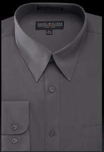 Men's Charcoal Dress Shirt: Daniel Ellissa Regular-Fit Basic Style - USA Men's Outlet