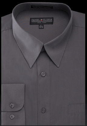 Men's Charcoal Dress Shirt: Daniel Ellissa Regular-Fit Basic Style - USA Men's Outlet