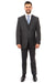 Men's Charcoal Grey & Blue Windowpane Plaid Wool Modern Fit Vested Suit by Zegarie - USA Men's Outlet