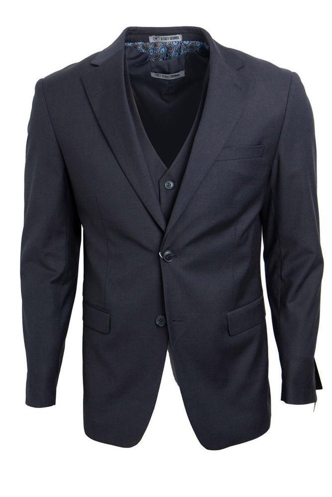 Men's Charcoal Grey Vested 2-Button Stacy Adams Suit - USA Men's Outlet